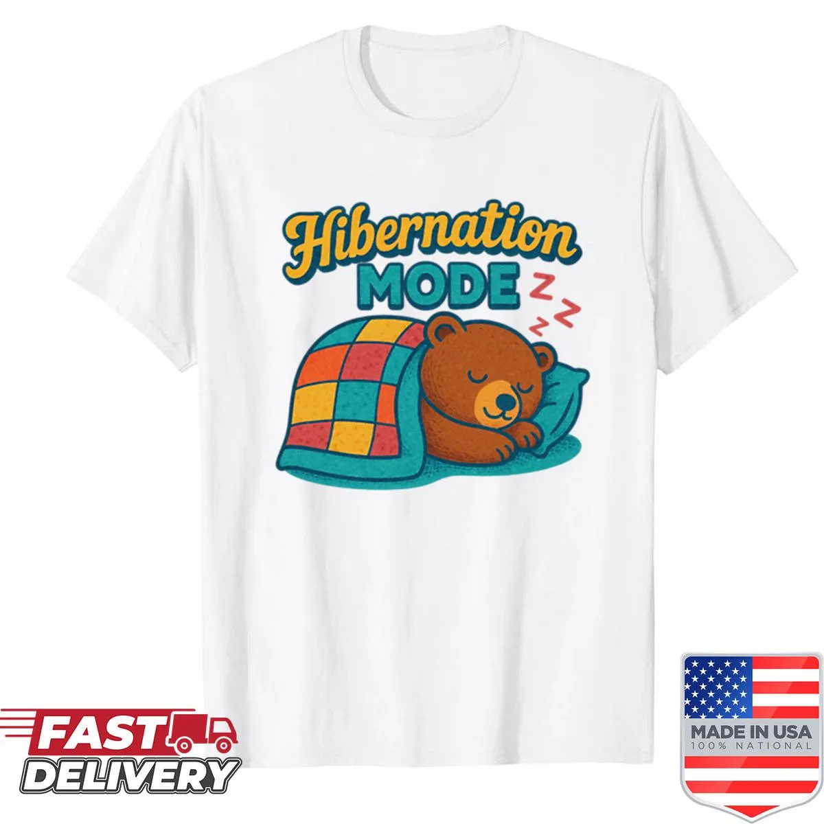 Cute bear graphic T-shirt with a hibernation theme