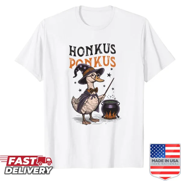 Whimsical Wizard Duck illustration on t-shirt