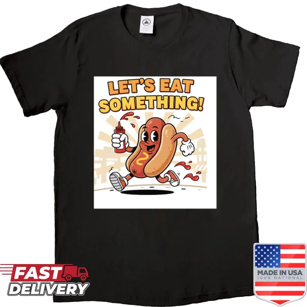 Playful shirt with an illustration of a hot dog, perfect for kids