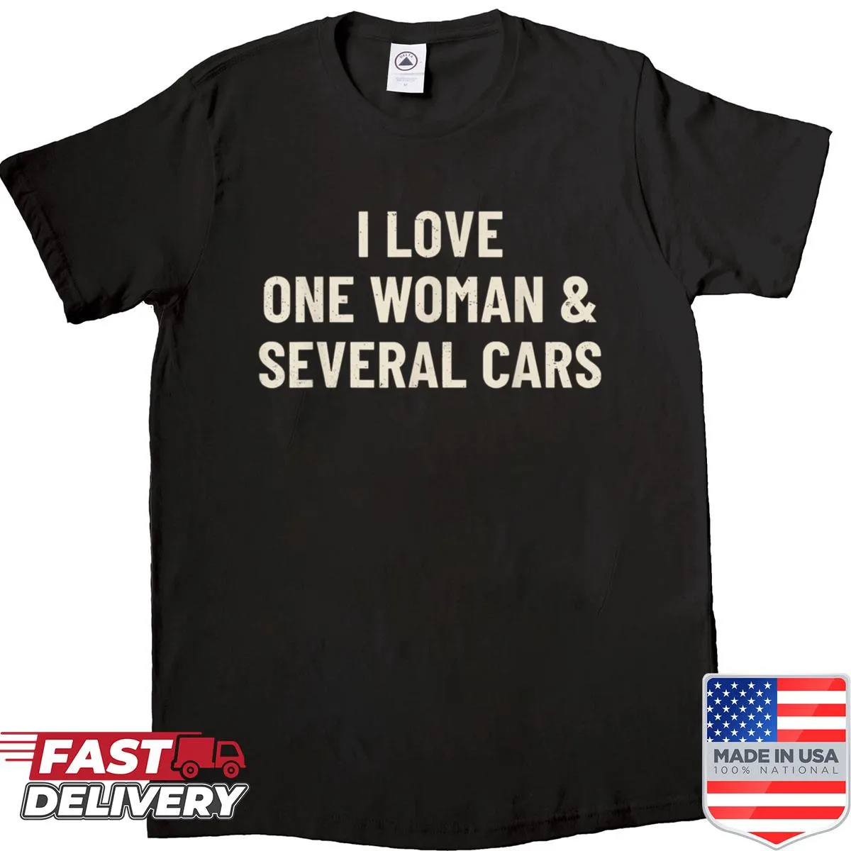 Funny shirt for car enthusiasts featuring humorous text about love for cars