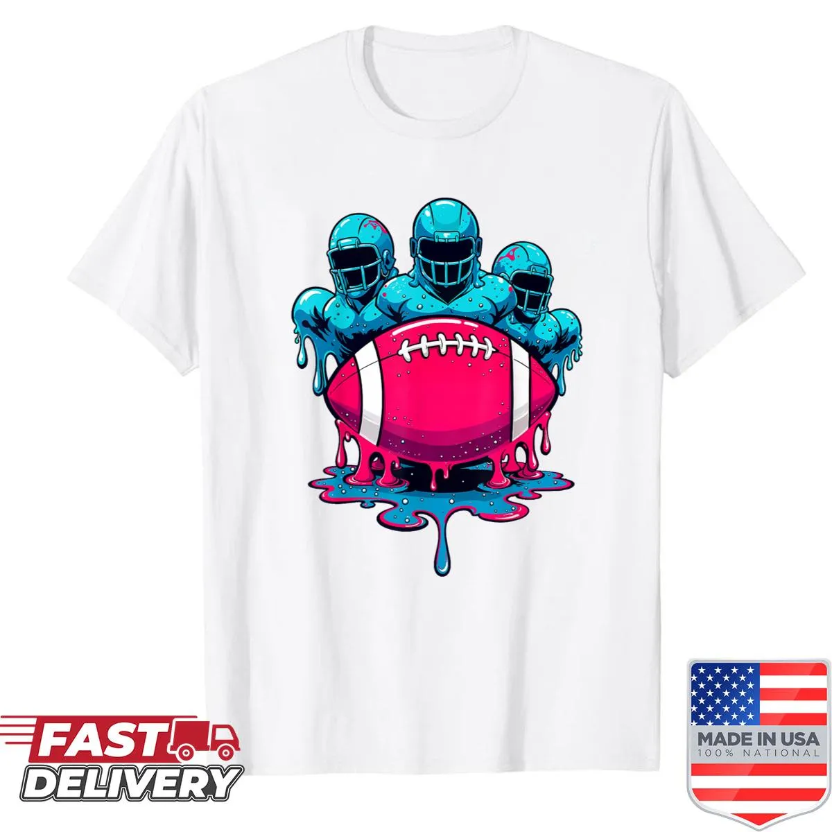 Funny shirt with a football lineman and dripping ice cream graphic