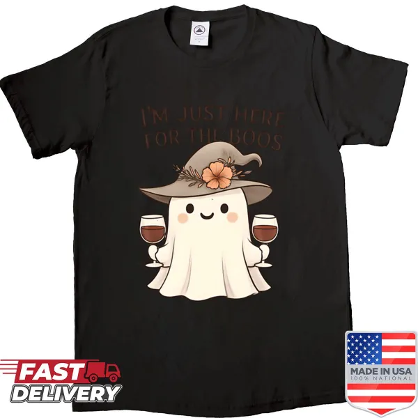 Cute Halloween ghost shirt with wine glasses graphic