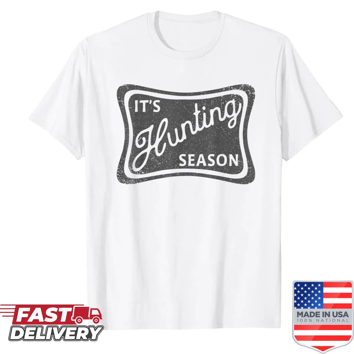 Camo hunting shirt featuring deer, duck, and dove graphics