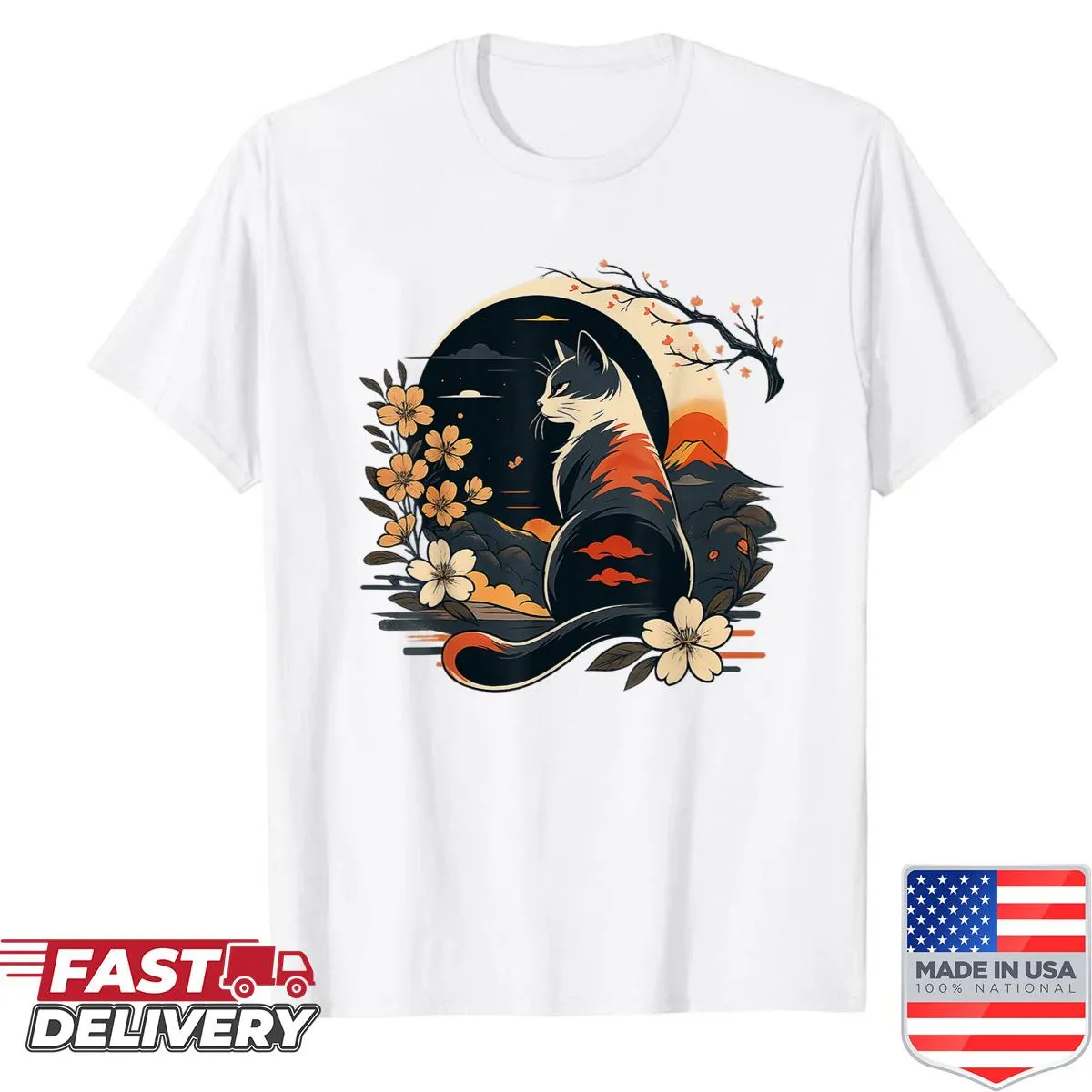 Cute kawaii cat anime design on a shirt