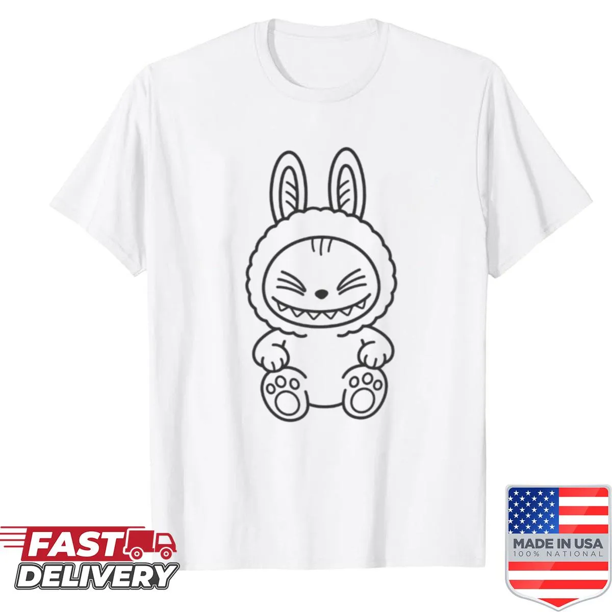 Oversized shirt with a cute monster bunny character graphic