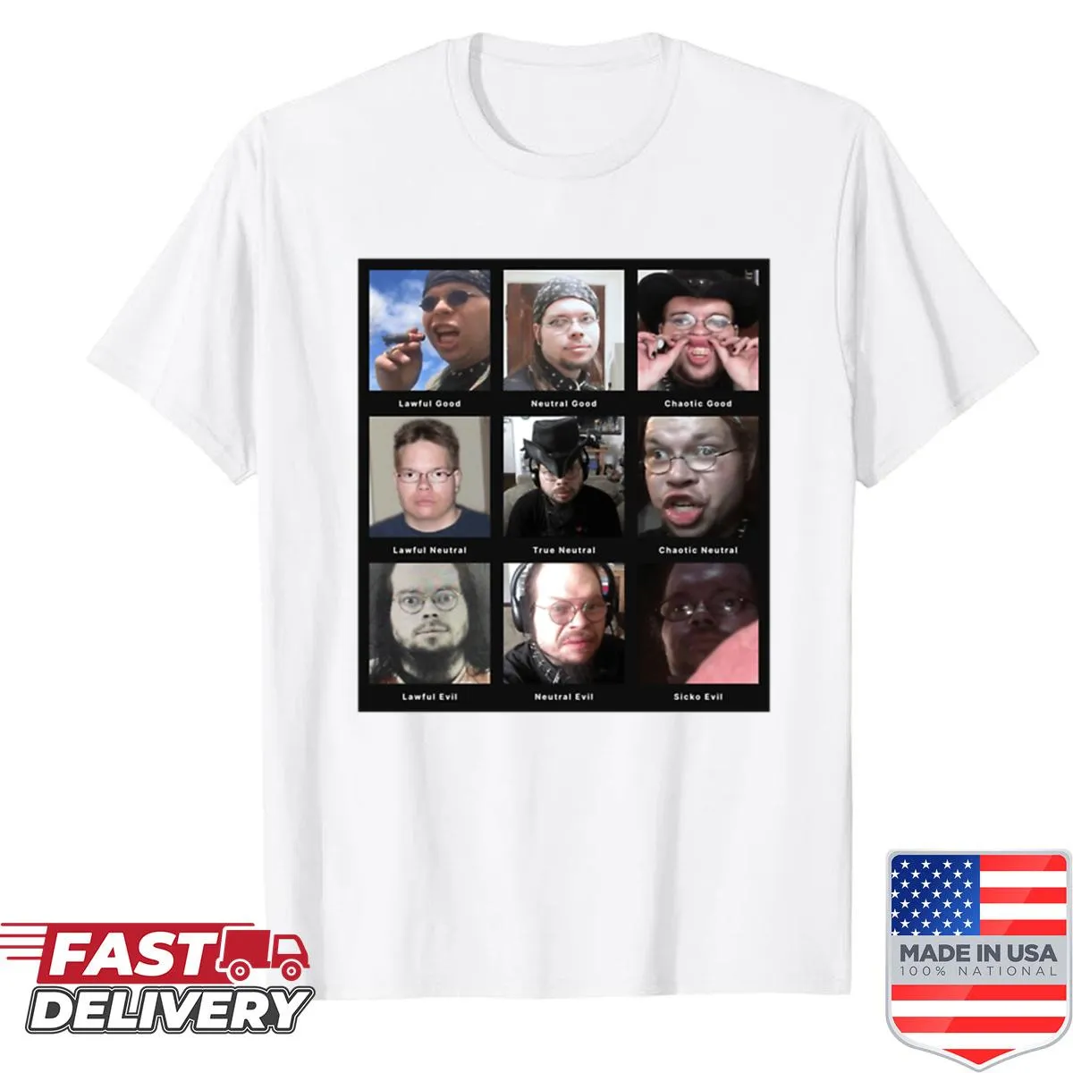 Humorous directional morality chart graphic t-shirt