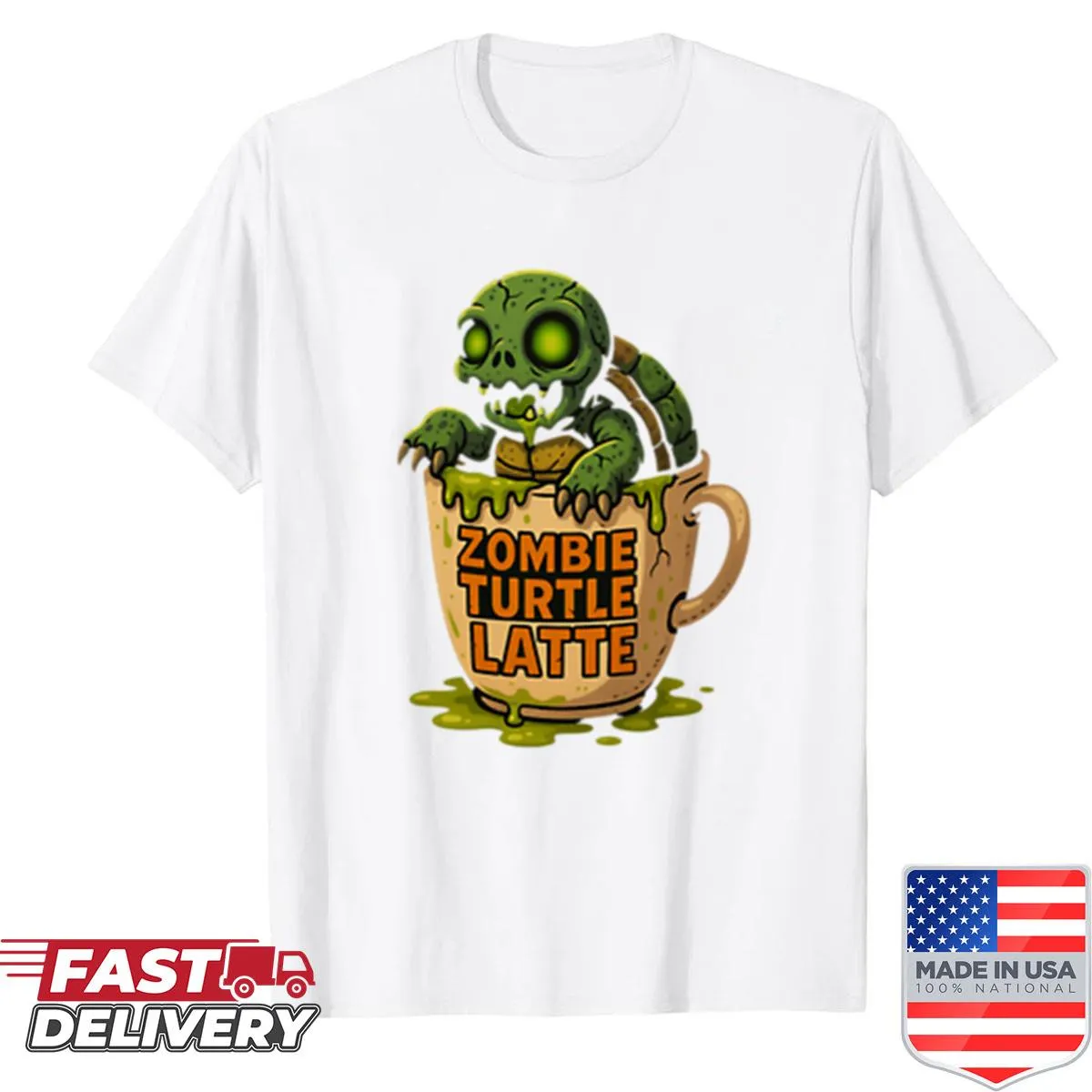 Shirt featuring a graphic celebrating the last sip of latte