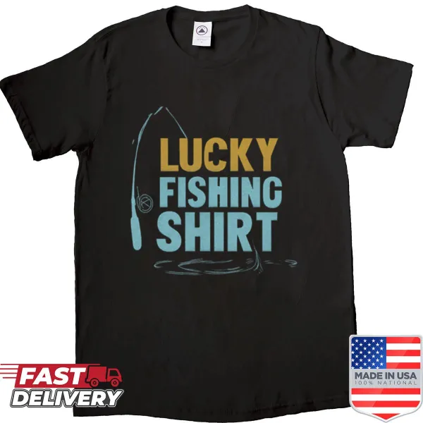 Funny fishing shirt with rod outline and water ripples design