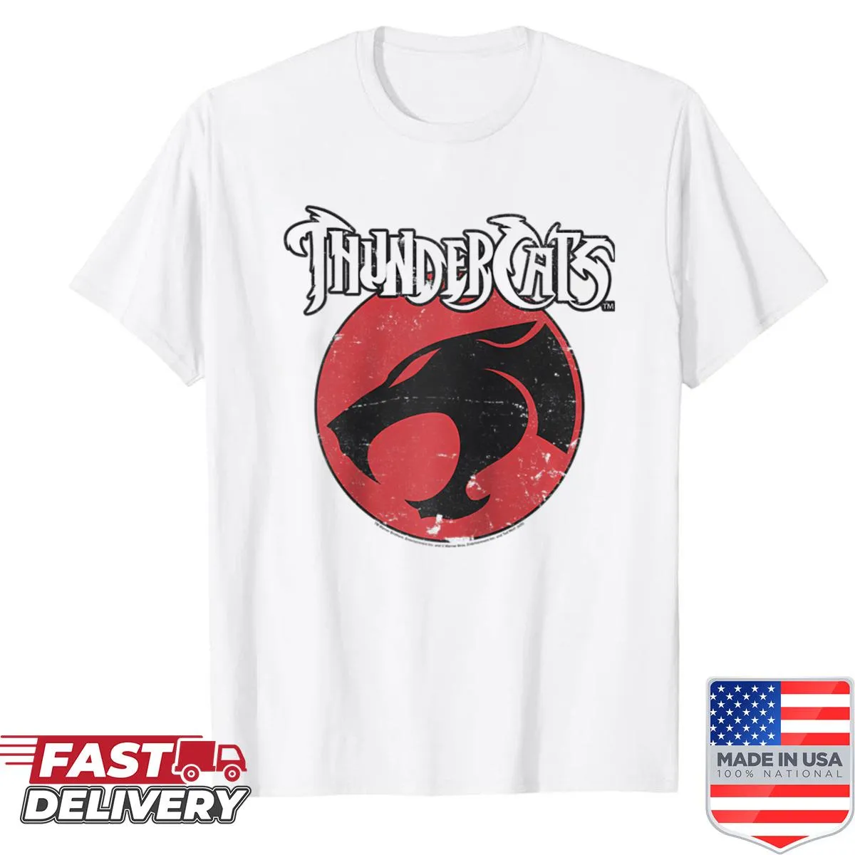 Vintage logo t-shirt with a funny thunder anime cartoon design