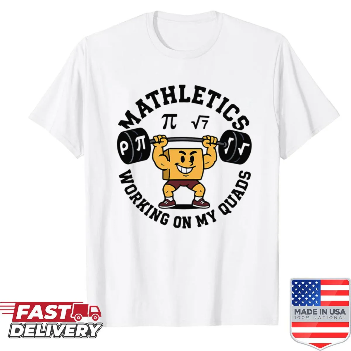 Oversized shirt with humorous text about math and quads