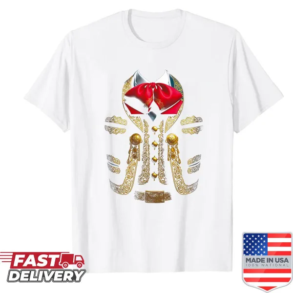 Playful mariachi costume graphic on a t-shirt