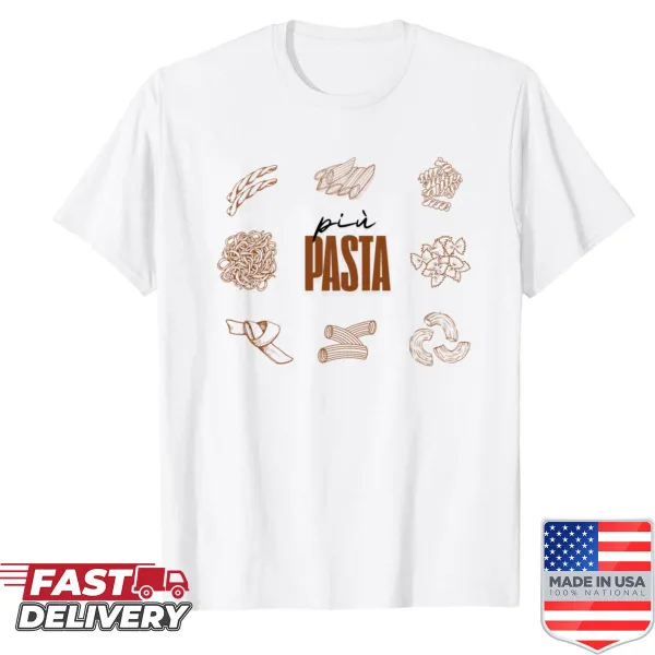 Playful typography featuring Pi as pasta on a t-shirt