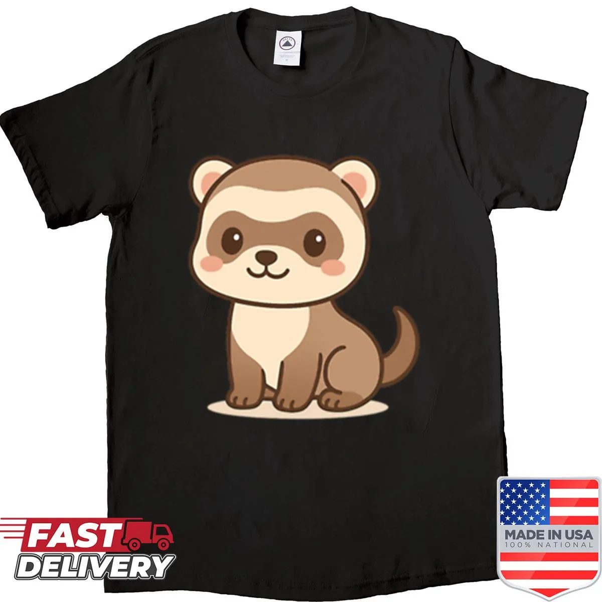 Cute illustration T-shirt featuring a playful ferret