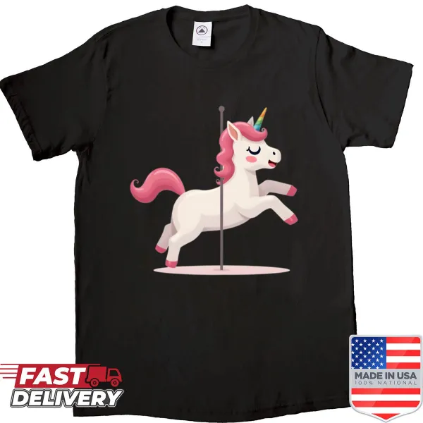 Oversized shirt featuring a cute illustration of a pole dancing unicorn
