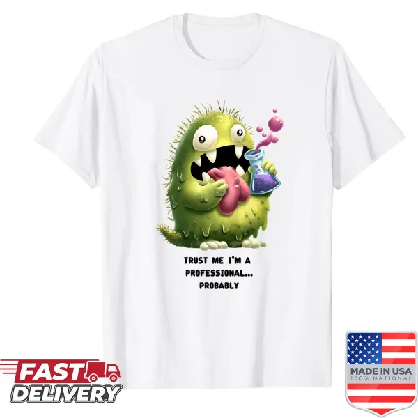 Vintage-style potion flask graphic on a t-shirt
