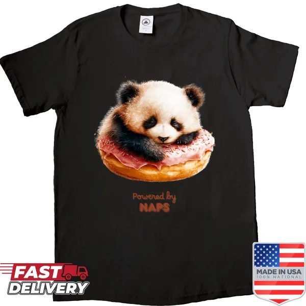 Cute sleeping panda on donut illustration for kids shirt