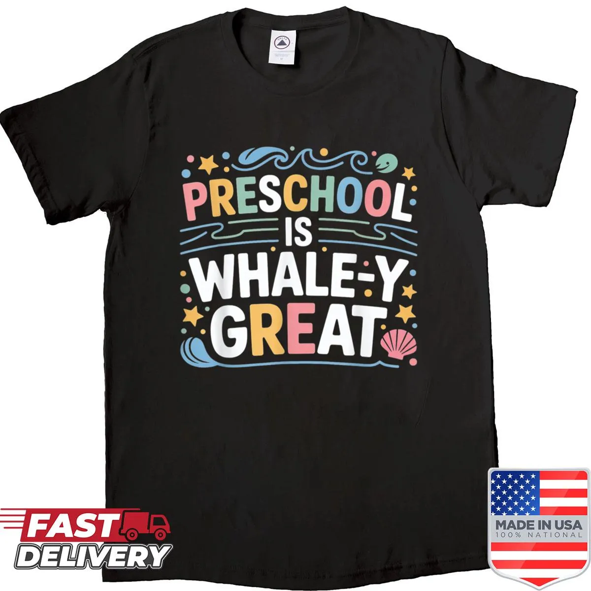 Funny teacher shirt with whale graphic and pun