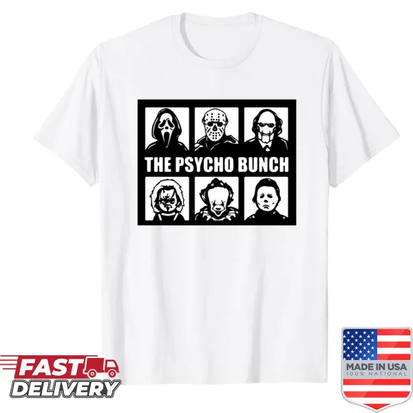 Shirt with bold 'Psycho Bunch' text
