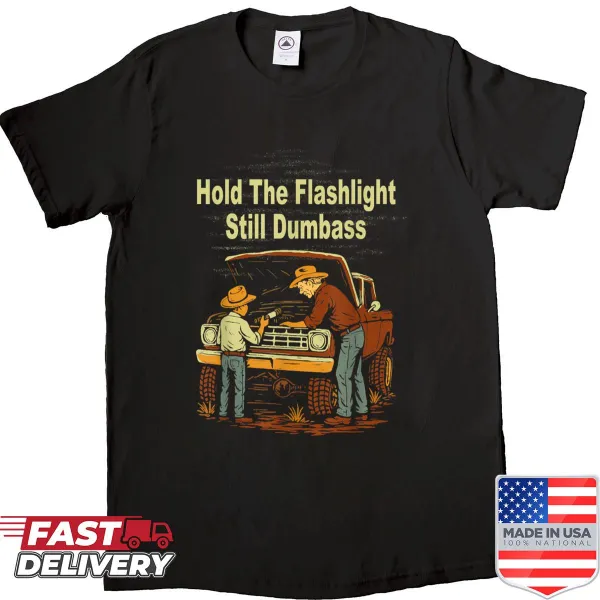 Funny retro shirt with flashlight phrase for car fixing