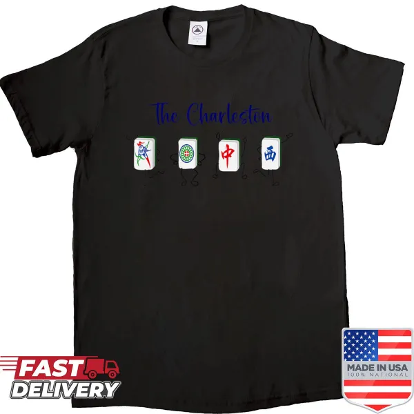 Funny Mahjong dance lover shirt with retro illustration.