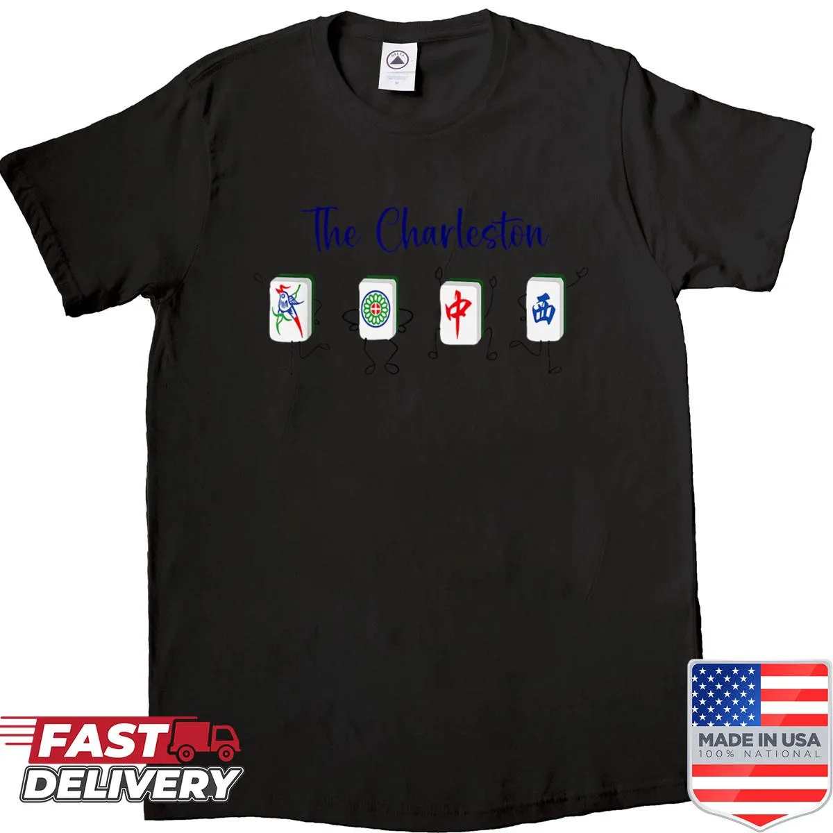 Funny Mahjong dance lover shirt with retro illustration.