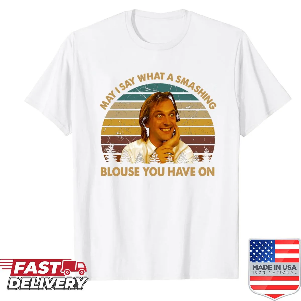 Oversized shirt with retro film quote graphic and playful text