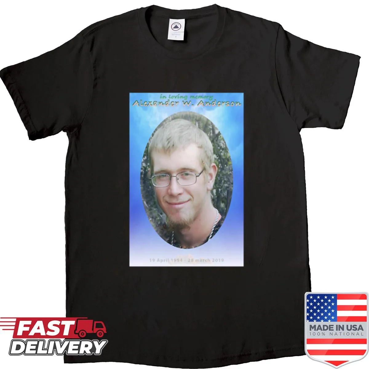 Tribute shirt for Alex Anderson with heartfelt graphic