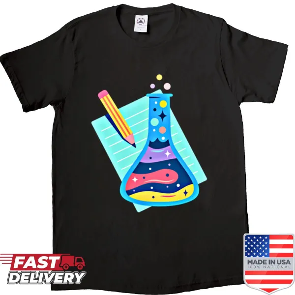 Oversized shirt with playful school-themed illustrations