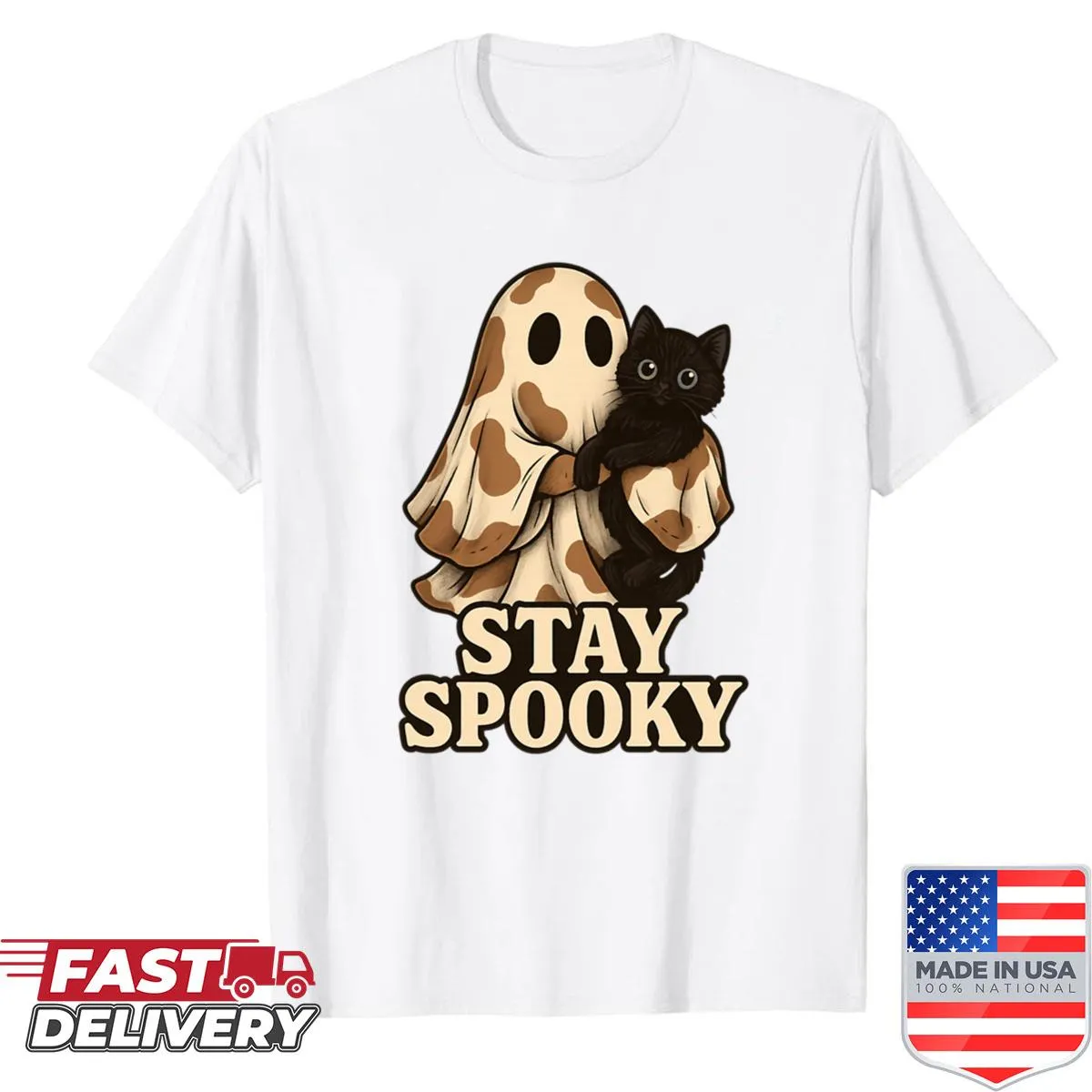 Oversized shirt with playful pin-up ghost design for Halloween