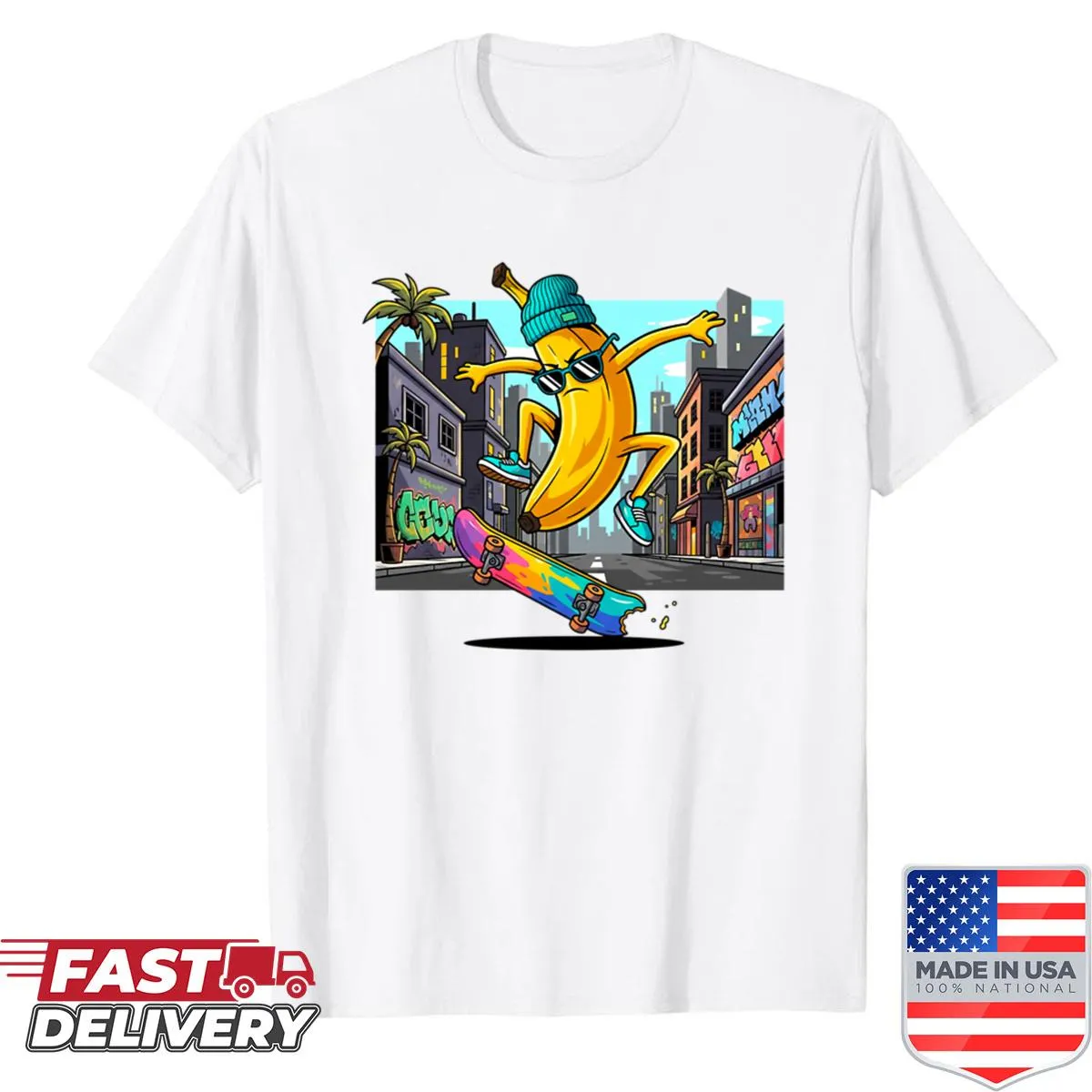 Street art shirt with skater banana graphic