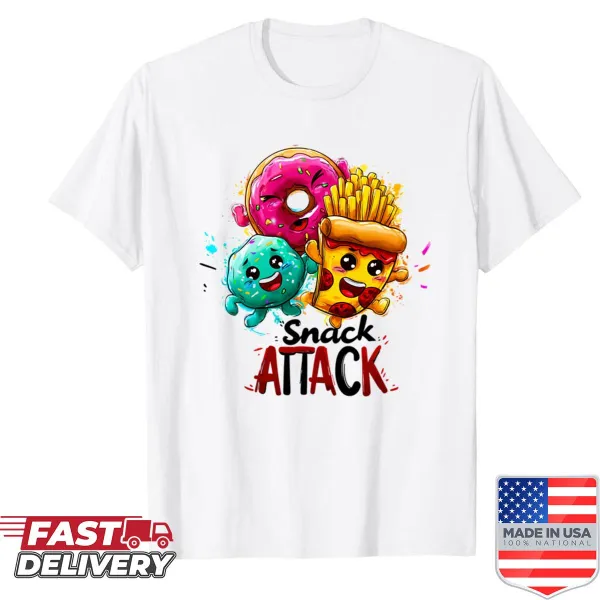 Cute Junk Food Squad illustration on a fun shirt