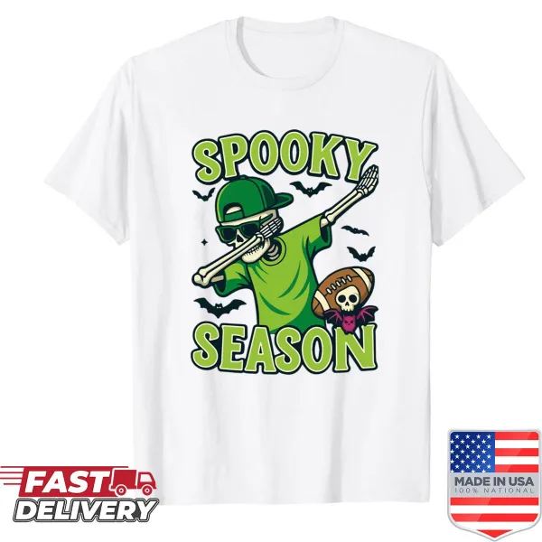 Dabbing skeleton illustration for Halloween-themed shirt