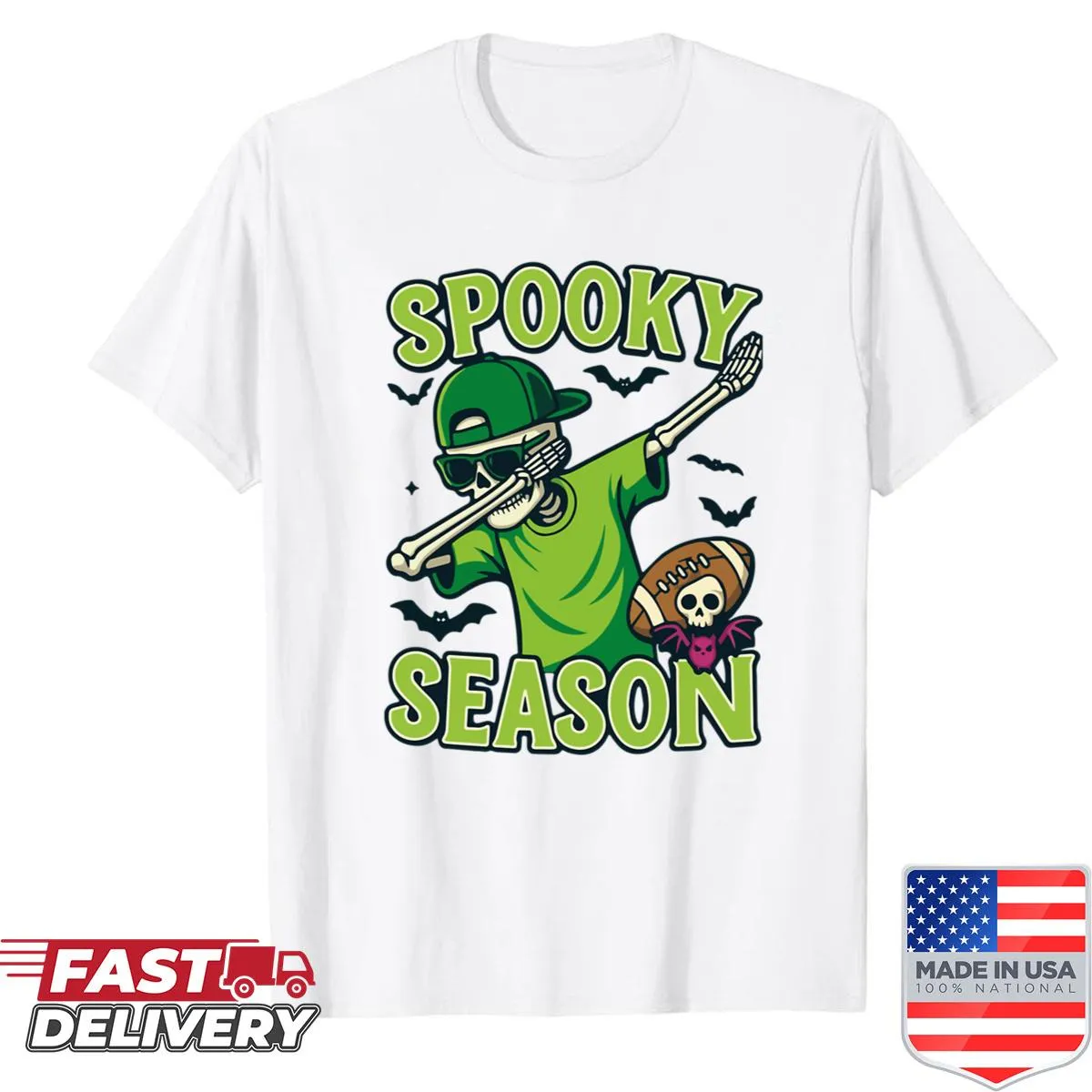 Dabbing skeleton illustration for Halloween-themed shirt