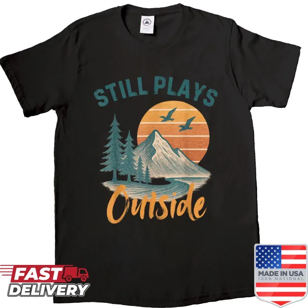 Vintage hiking shirt with humorous saying about playing outside