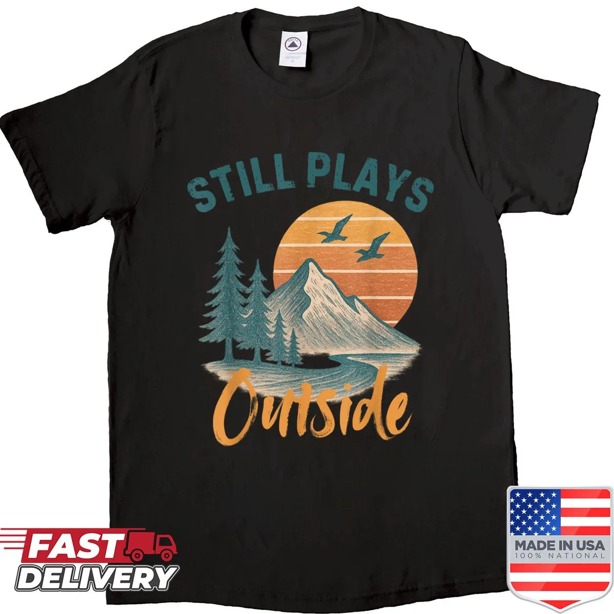 Vintage hiking shirt with humorous saying about playing outside