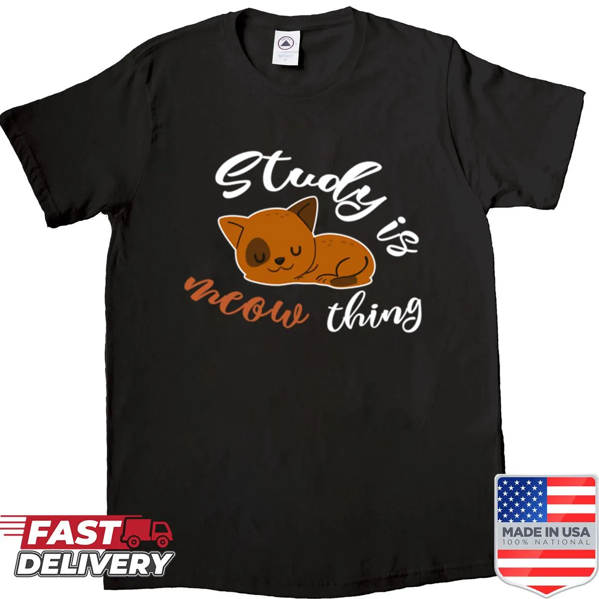 Funny back-to-school shirt with cat pun