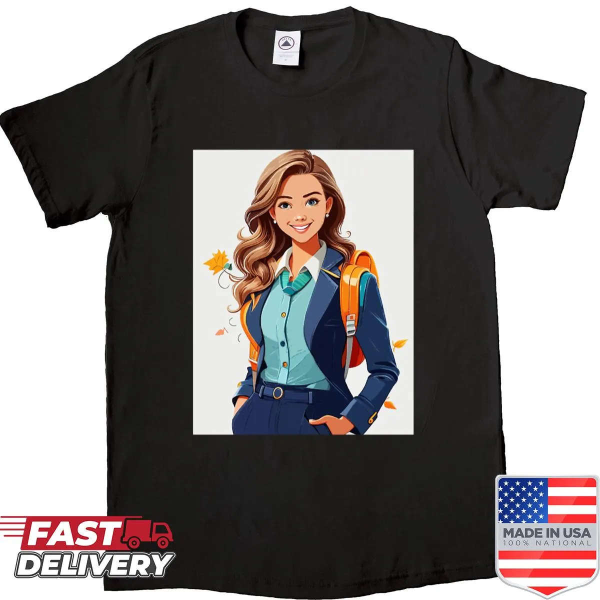 Oversized back-to-school fashion shirt with stylish illustrations