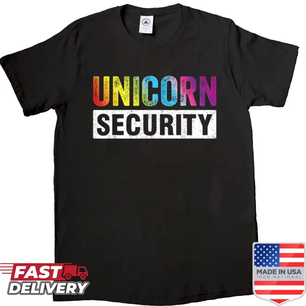 Funny Halloween shirt featuring a unicorn security theme