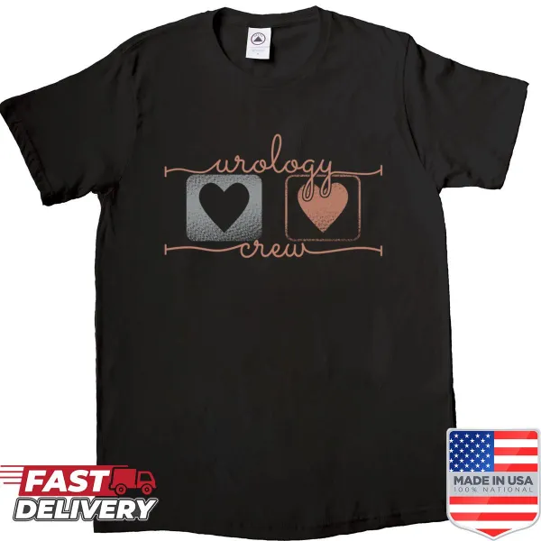 Shirt celebrating urology profession with 'Urology Crews' text design.