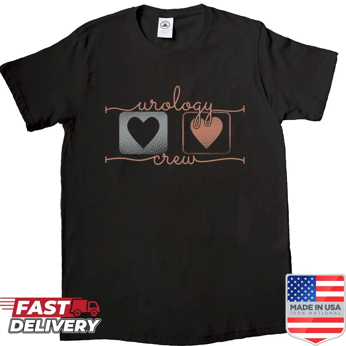 Shirt celebrating urology profession with 'Urology Crews' text design.