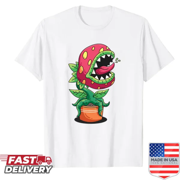 Oversized shirt featuring a cute Venus flytrap cartoon illustration