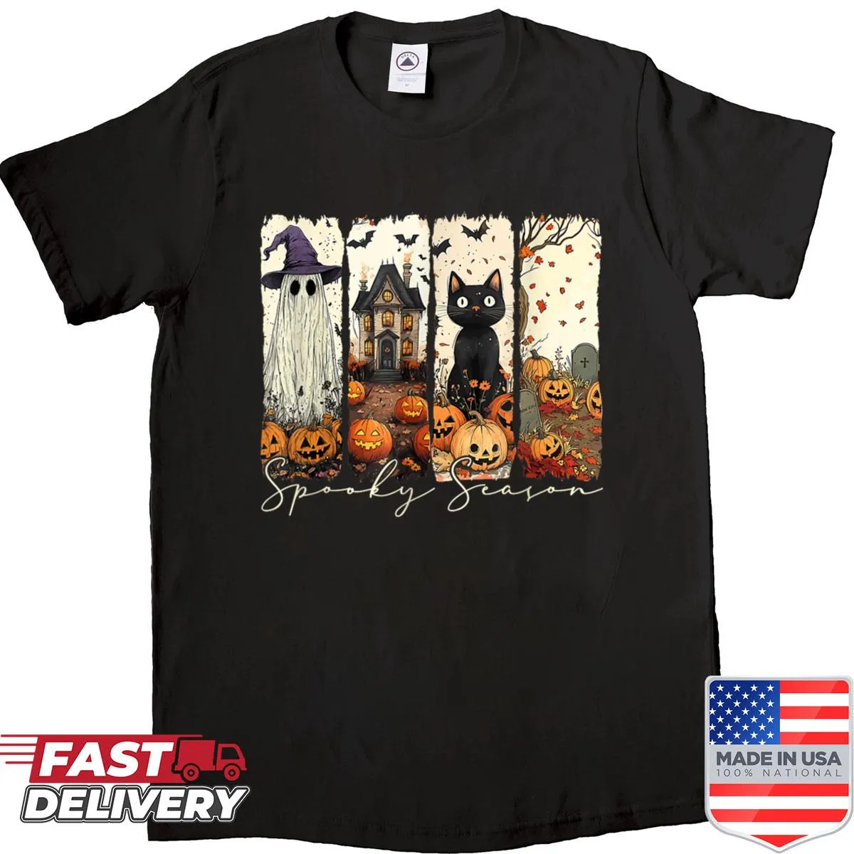Vintage Halloween shirt with classic horror motifs