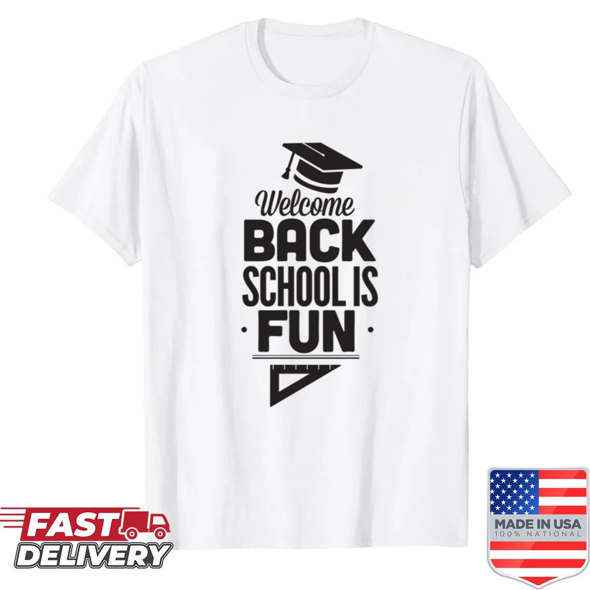 Funny shirt with text saying 'Schoolis Fun.'