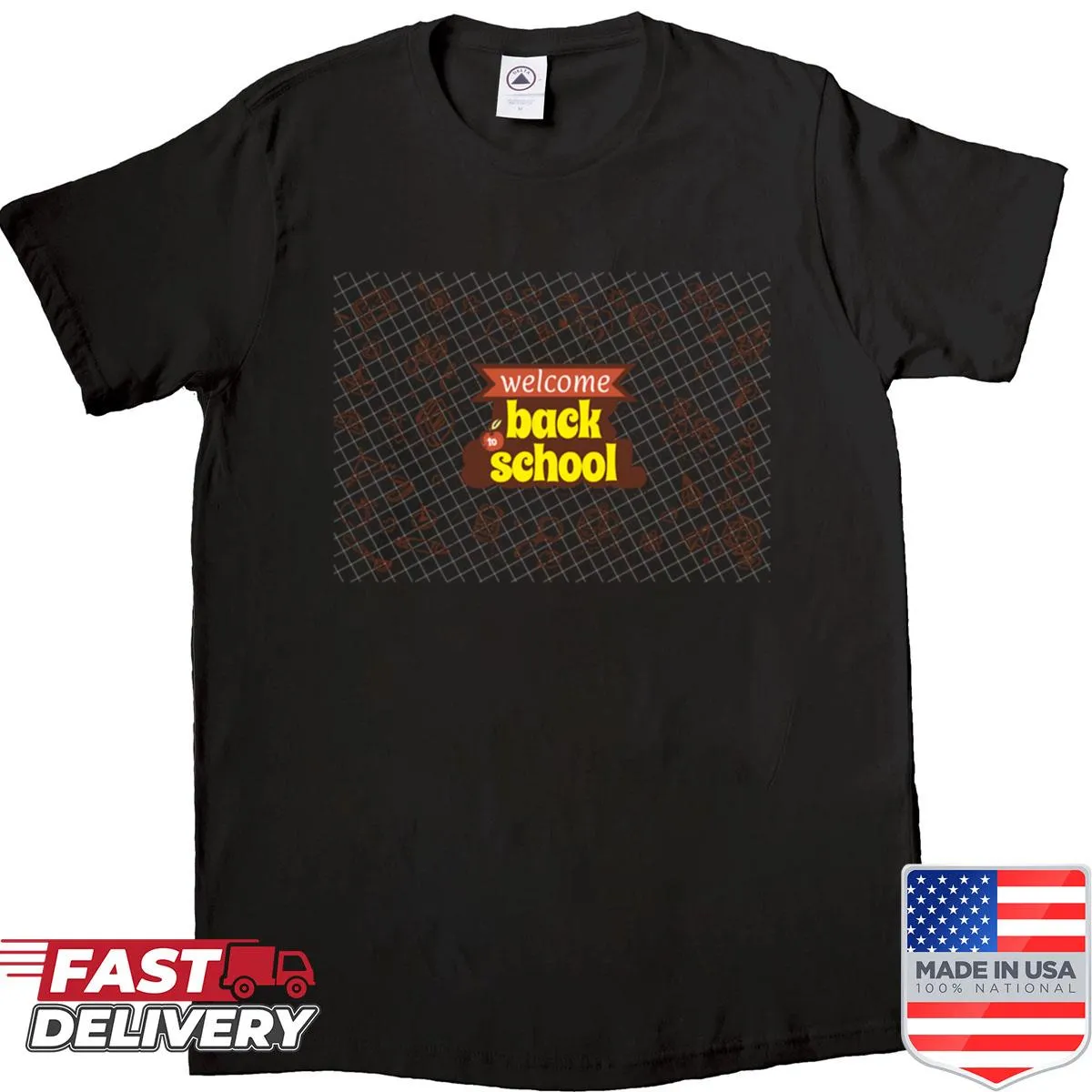 Funny oversized shirt with face mask graphics for teachers and students.