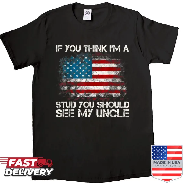 Patriotic shirt with text and American flag design for men