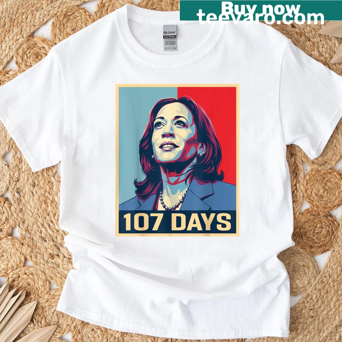 Graphic T-shirt featuring Kamala Harris 2025 and 2028 dates — on a men's t-shirt