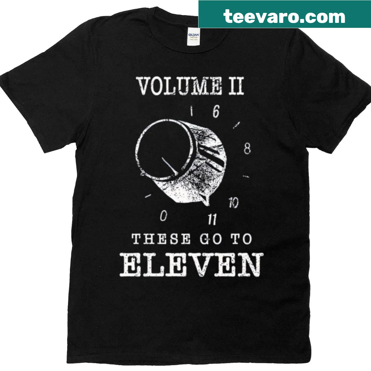Playful music t-shirt with '11 Band Go To' text — on a men's t-shirt