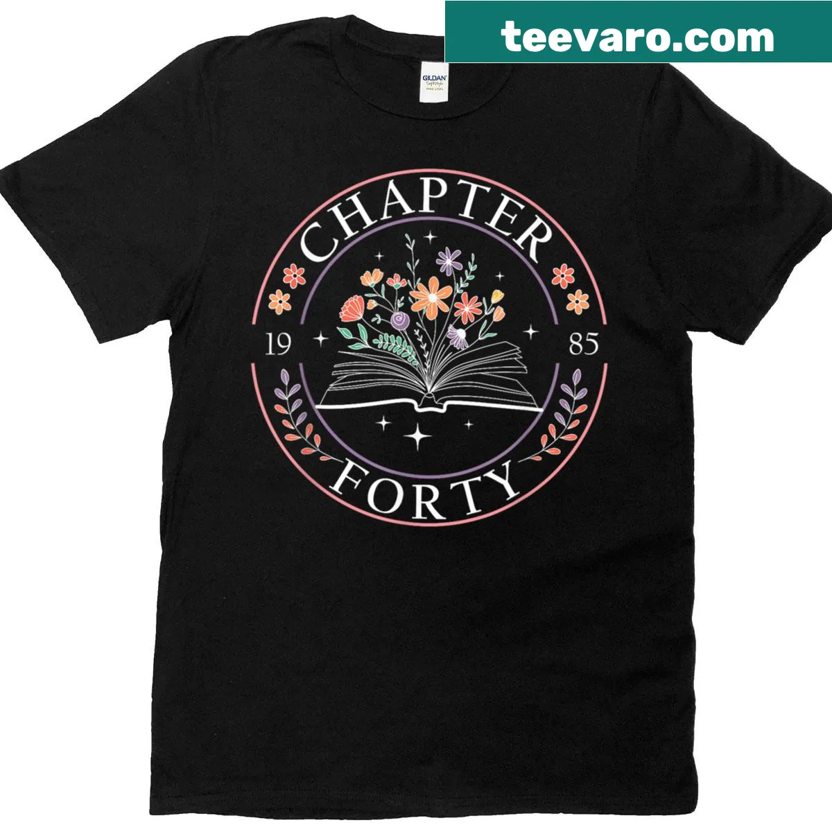 Sentimental T-shirt for a 40th birthday featuring floral designs — on a men's t-shirt