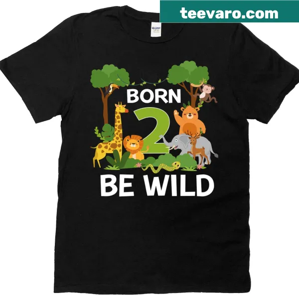 Cute zoo animals design for a 2nd birthday T-shirt