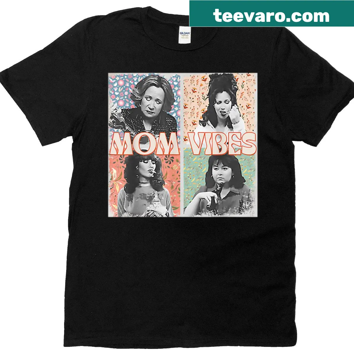 Vintage-style t-shirt with humorous 90s mom life graphics — on a men's t-shirt